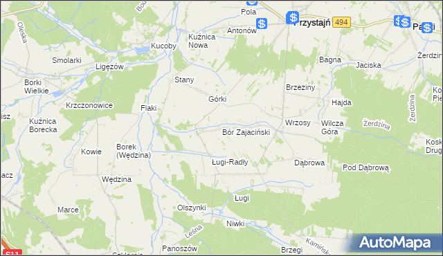 mapa Bór Zajaciński, Bór Zajaciński na mapie Targeo