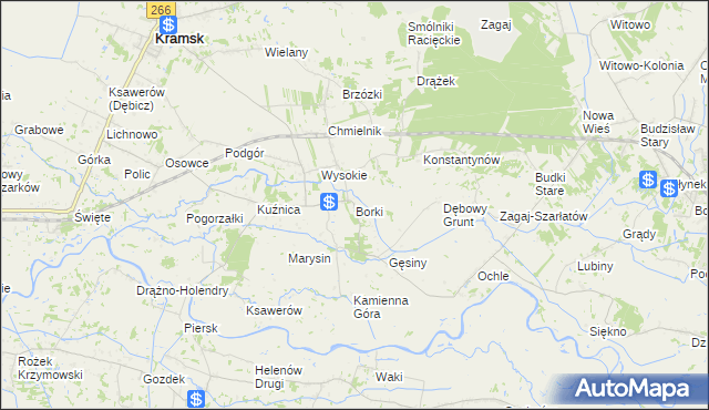 mapa Borki gmina Kramsk, Borki gmina Kramsk na mapie Targeo