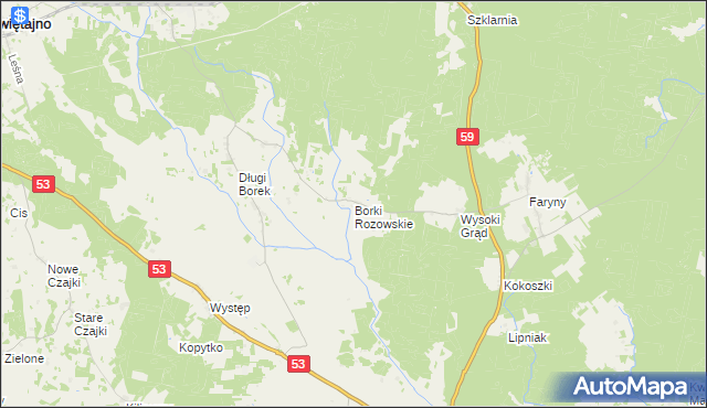 mapa Borki Rozowskie, Borki Rozowskie na mapie Targeo