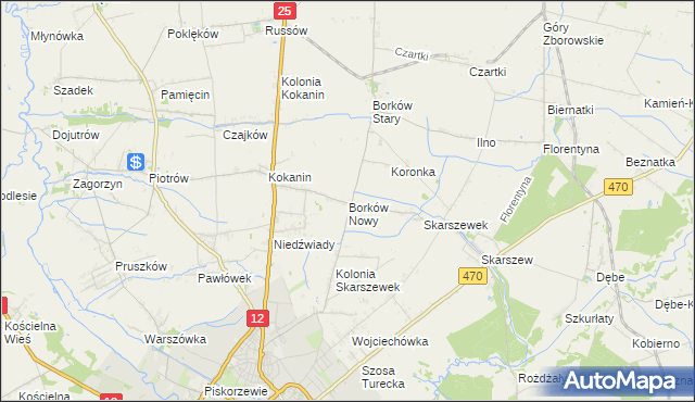 mapa Borków Nowy, Borków Nowy na mapie Targeo