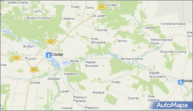 mapa Borów gmina Chodel, Borów gmina Chodel na mapie Targeo