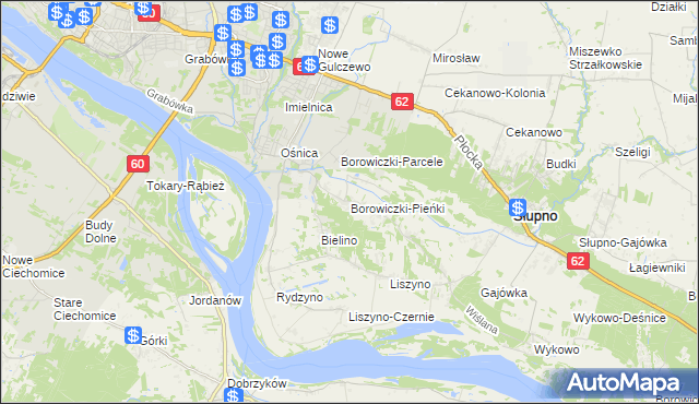 mapa Borowiczki-Pieńki, Borowiczki-Pieńki na mapie Targeo