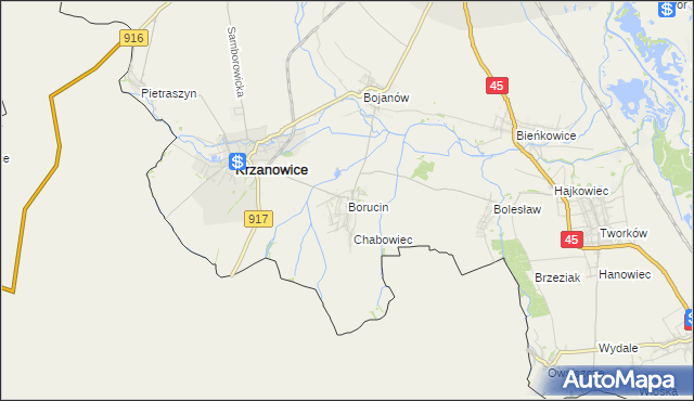 mapa Borucin gmina Krzanowice, Borucin gmina Krzanowice na mapie Targeo