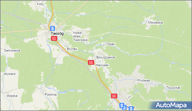 mapa Boruszowice, Boruszowice na mapie Targeo