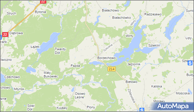 mapa Borzechowo, Borzechowo na mapie Targeo