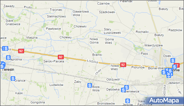 mapa Bramki, Bramki na mapie Targeo