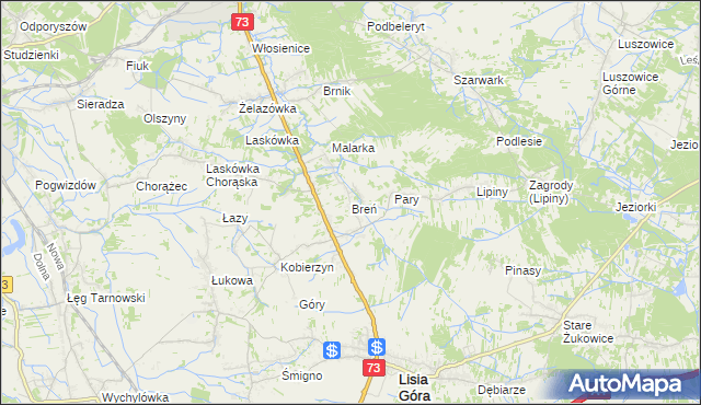mapa Breń gmina Lisia Góra, Breń gmina Lisia Góra na mapie Targeo