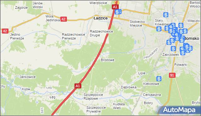 mapa Brodowe, Brodowe na mapie Targeo