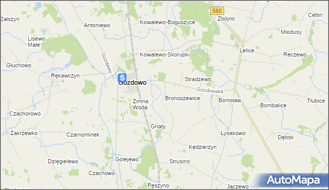 mapa Bronoszewice, Bronoszewice na mapie Targeo