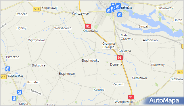 mapa Browina gmina Chełmża, Browina gmina Chełmża na mapie Targeo