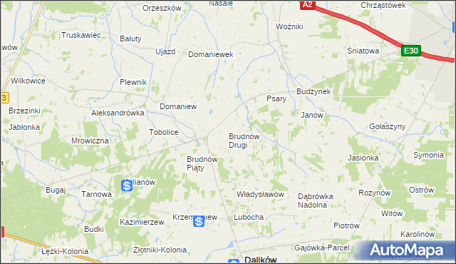 mapa Brudnów Drugi, Brudnów Drugi na mapie Targeo