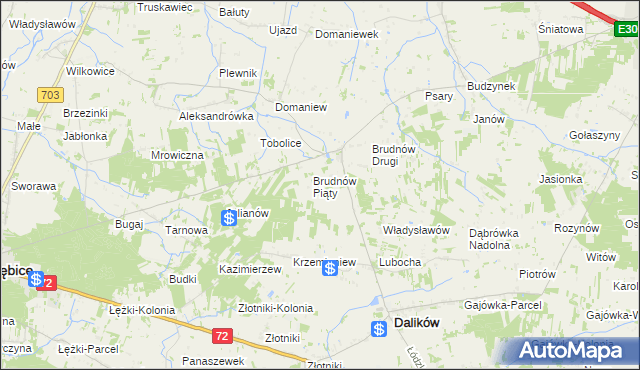 mapa Brudnów Stary, Brudnów Stary na mapie Targeo