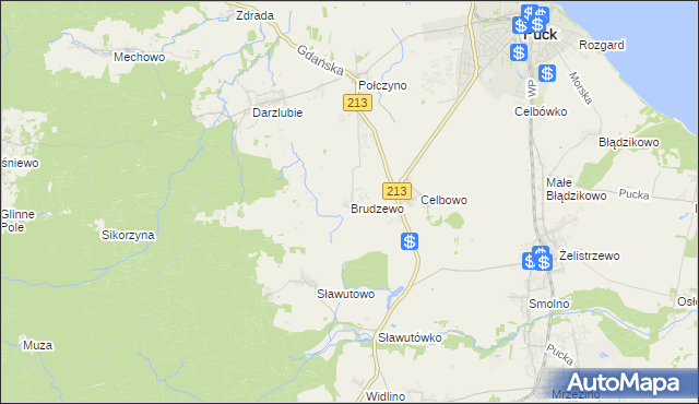 mapa Brudzewo gmina Puck, Brudzewo gmina Puck na mapie Targeo