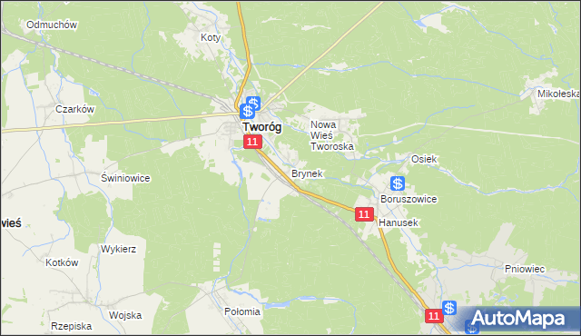 mapa Brynek, Brynek na mapie Targeo