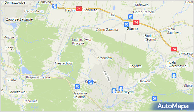 mapa Brzechów, Brzechów na mapie Targeo