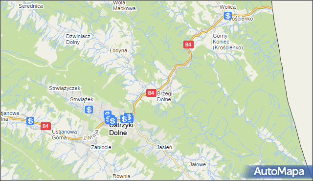 mapa Brzegi Dolne, Brzegi Dolne na mapie Targeo