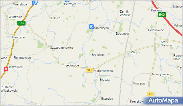 mapa Brzeście gmina Żórawina, Brzeście gmina Żórawina na mapie Targeo