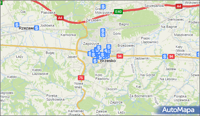 mapa Brzesko, Brzesko na mapie Targeo