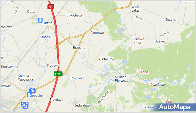 mapa Brzezinko, Brzezinko na mapie Targeo