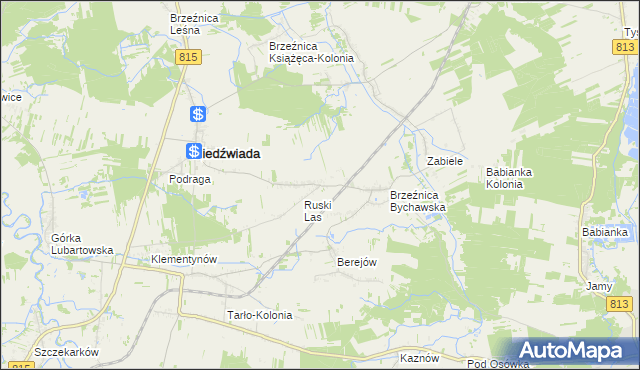 mapa Brzeźnica Bychawska-Kolonia, Brzeźnica Bychawska-Kolonia na mapie Targeo