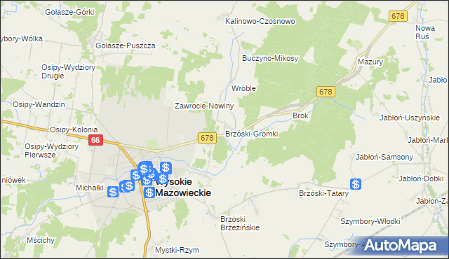 mapa Brzóski-Gromki, Brzóski-Gromki na mapie Targeo