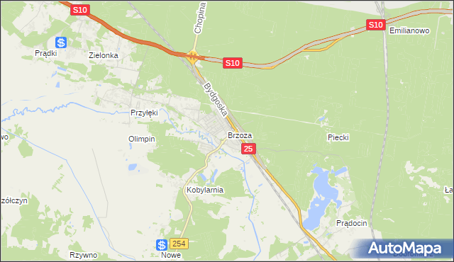 mapa Brzoza gmina Nowa Wieś Wielka, Brzoza gmina Nowa Wieś Wielka na mapie Targeo