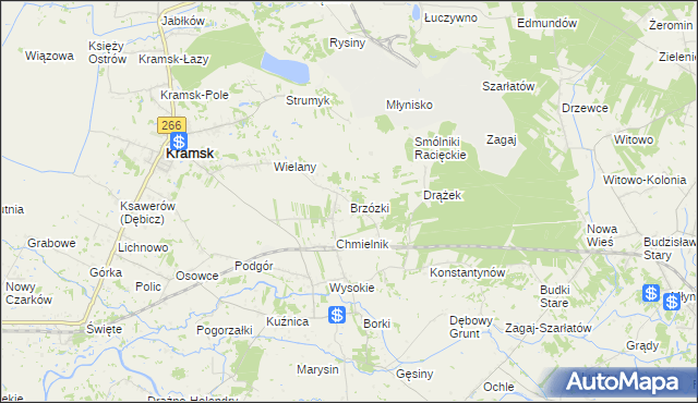 mapa Brzózki gmina Kramsk, Brzózki gmina Kramsk na mapie Targeo