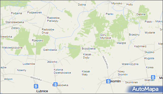 mapa Brzozówka gmina Łubnice, Brzozówka gmina Łubnice na mapie Targeo