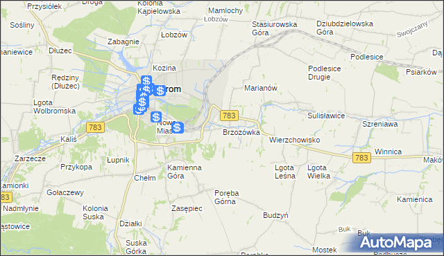mapa Brzozówka gmina Wolbrom, Brzozówka gmina Wolbrom na mapie Targeo