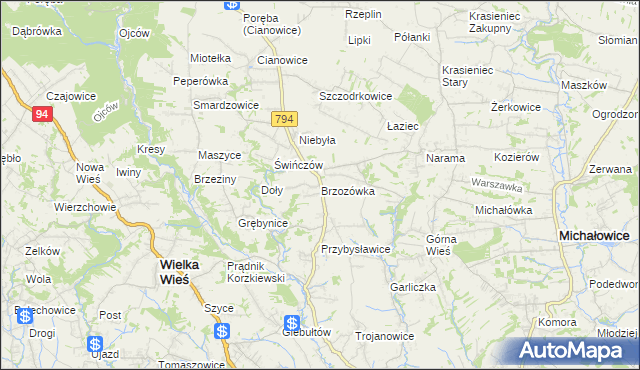 mapa Brzozówka gmina Zielonki, Brzozówka gmina Zielonki na mapie Targeo