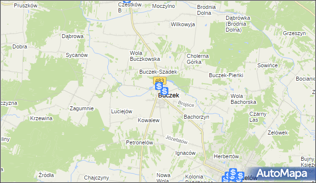 mapa Buczek powiat łaski, Buczek powiat łaski na mapie Targeo