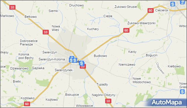 mapa Budkowo, Budkowo na mapie Targeo