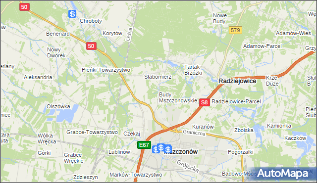 mapa Budy Mszczonowskie, Budy Mszczonowskie na mapie Targeo