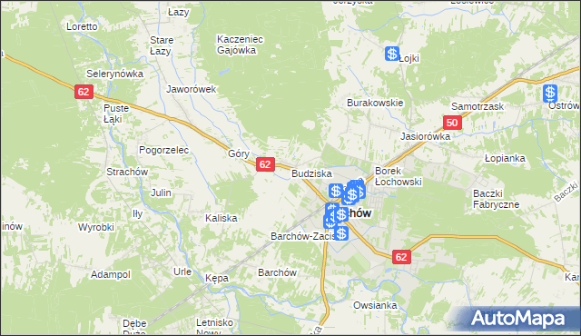 mapa Budziska gmina Łochów, Budziska gmina Łochów na mapie Targeo