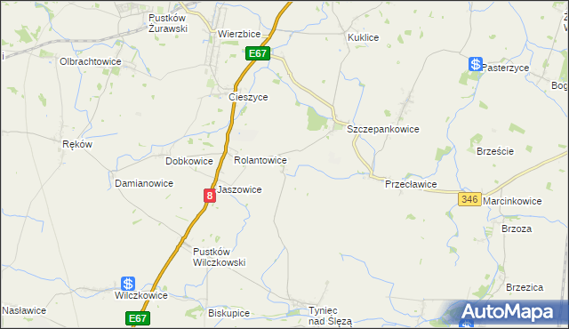 mapa Budziszów gmina Kobierzyce, Budziszów gmina Kobierzyce na mapie Targeo