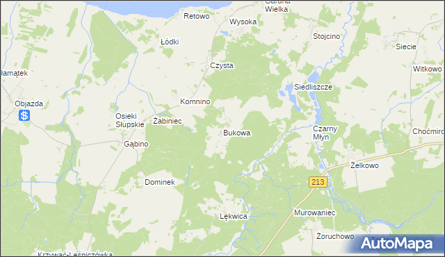 mapa Bukowa gmina Smołdzino, Bukowa gmina Smołdzino na mapie Targeo