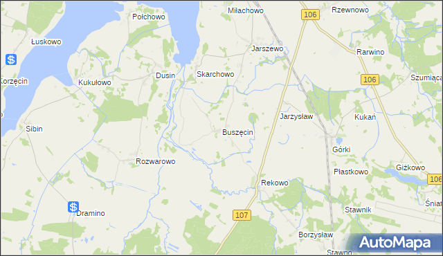 mapa Buszęcin, Buszęcin na mapie Targeo