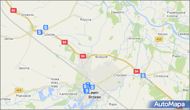 mapa Buszyce gmina Lewin Brzeski, Buszyce gmina Lewin Brzeski na mapie Targeo