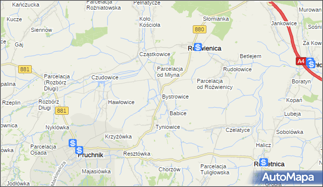 mapa Bystrowice, Bystrowice na mapie Targeo