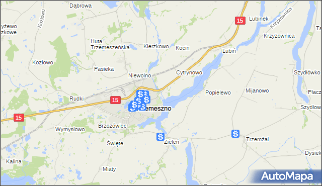 mapa Bystrzyca gmina Trzemeszno, Bystrzyca gmina Trzemeszno na mapie Targeo