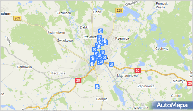 mapa Bytów, Bytów na mapie Targeo