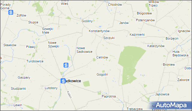 mapa Celinów gmina Sadkowice, Celinów gmina Sadkowice na mapie Targeo