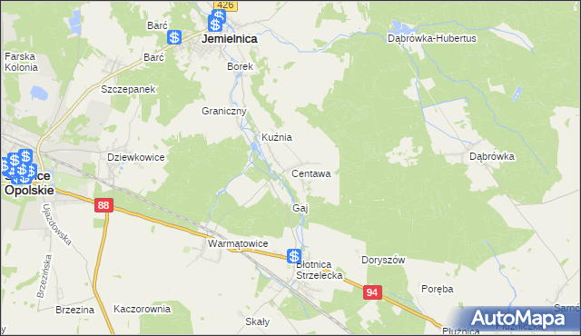 mapa Centawa, Centawa na mapie Targeo