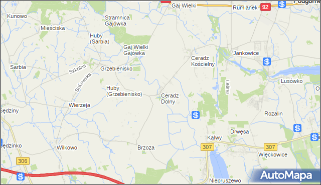 mapa Ceradz Dolny, Ceradz Dolny na mapie Targeo