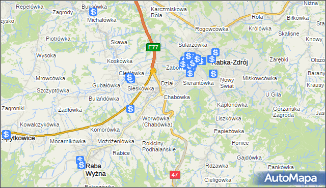 mapa Chabówka, Chabówka na mapie Targeo