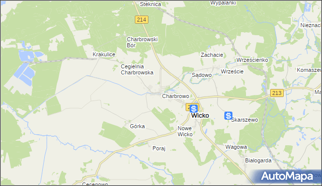 mapa Charbrowo, Charbrowo na mapie Targeo