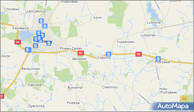 mapa Chełmno gmina Pniewy, Chełmno gmina Pniewy na mapie Targeo