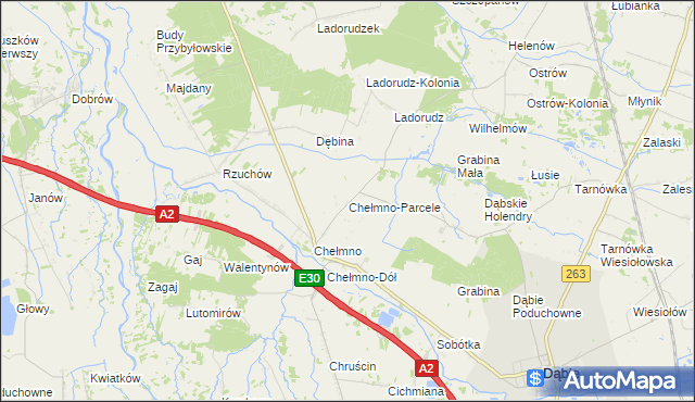 mapa Chełmno-Parcele, Chełmno-Parcele na mapie Targeo