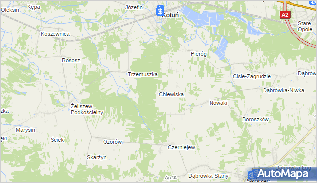 mapa Chlewiska gmina Kotuń, Chlewiska gmina Kotuń na mapie Targeo