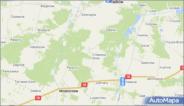 mapa Chlewska Wola, Chlewska Wola na mapie Targeo